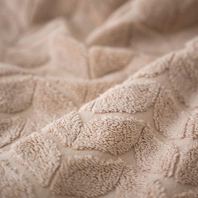 BAGNO MILANO Turkish Bath Towels, Soft Plush Jacquard Luxury Bath Towels, Quick Dry Towel Set (Latte, 2 pcs Bath Towel Set)