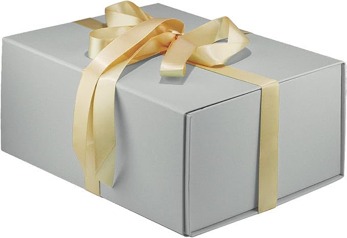 MOYEUPAC Silver Gift Box,9" X 7" X 4" with Lids for Presents Magnetic Closure Gift Packaging for Christmas, Halloween, Birthday and Various Holidays