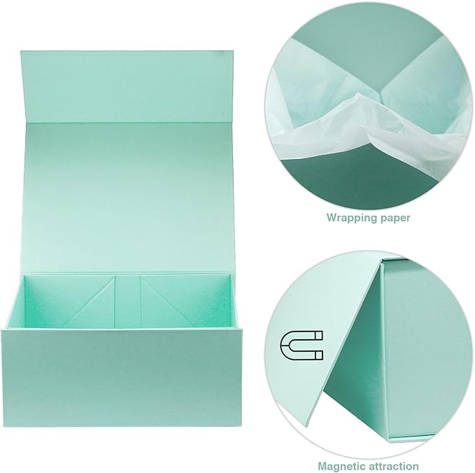 MOYEUPAC Tiffanys Blue Gift Box,9" X 7" X 4" with Lids for Presents Magnetic Closure Gift Packaging for Christmas, Halloween, Birthday and Various Holidays, Tiffanys Blue
