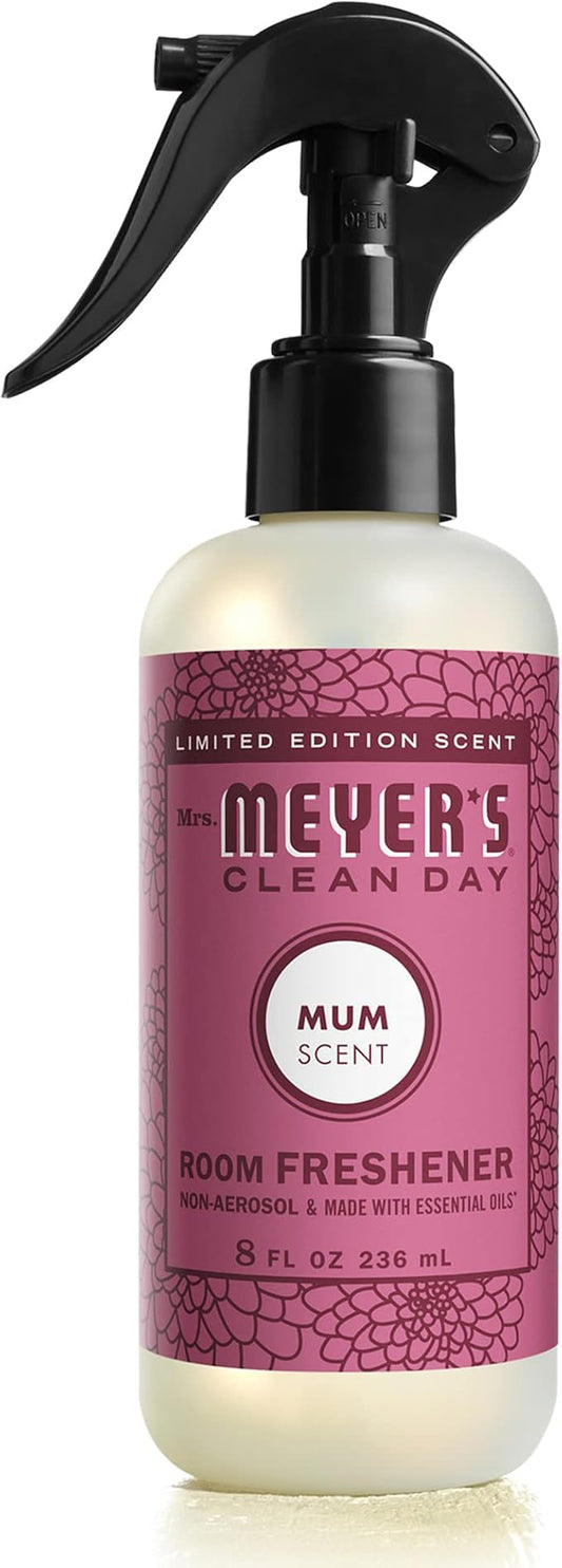 MRS. MEYER'S CLEAN DAY Room and Air Freshener Spray, Non-Aerosol Spray Bottle Infused with Essential Oils, Mum, 8 fl. oz