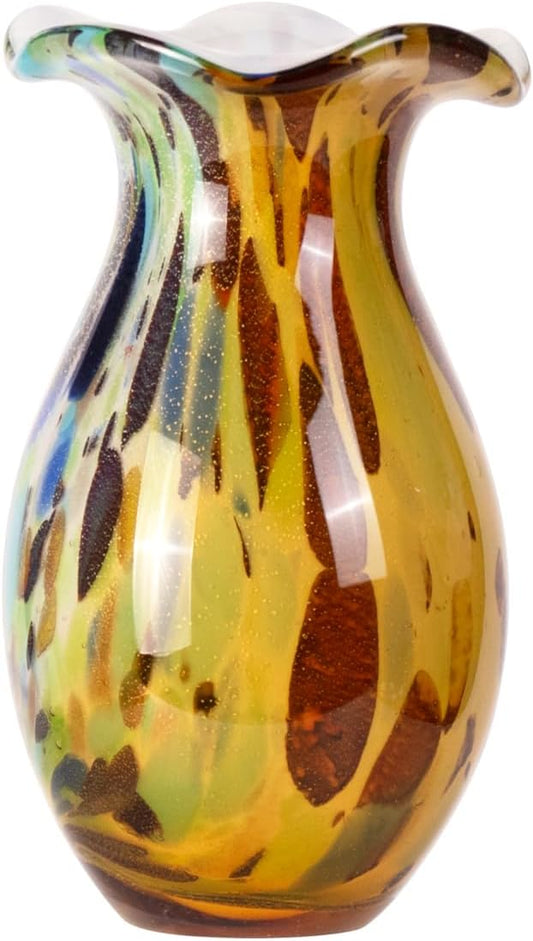 KAMMAK Colored Glass Vase, Beautiful Hand Blown Decorative Vase, Modern Art Vase for Flower Mantle Dining Table Centerpiece, Entryway Living Room Wedding Decoration, FH008