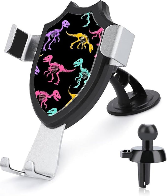 Fashion Phone Holders Phone Mount for Car Dashboard Air Vent Windshield Dinosaurs Skeletons Colorful Print