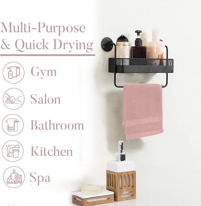 DAN RIVER 12-Pack Premium 100% Cotton Dusty Rose Face Towels – Reusable Face Towel Set, Soft & Absorbent wash Cloths for Your face, Bathroom & Body – Hand and Face Towels, 550 GSM (12x12 in)