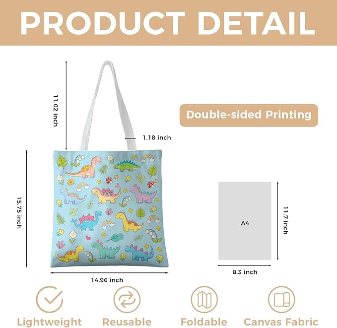 Cute Aesthetic Canvas Tote Bag for Women, Reusable Foldable Shopping Cotton Shoulder Totebag with Zipper Pocket