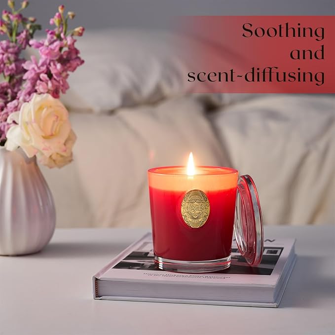 M&SENSE Natural Soy Candle| Cherry Tomatoes Red | 10.2 oz, 55H Burn | Luxury Scented Candle for Relaxation, Gifting, Home Décor | for Bedroom, Office, Party