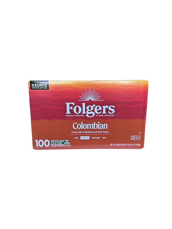 Folgers Colombian Medium Roast Coffee, 100 Keurig K-Cup Pods