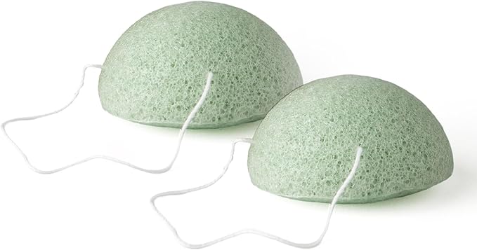 J&L Naturals Konjac Sponge | Exfoliating Face & Body Sponge for All Skin Types | Gentle Scrub | Cruelty Free, Vegan, Natural, Sustainable (Aloe Vera (for Dry Skin), 2-Pack Duo)
