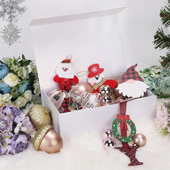 12x8x4 Inches Gift Box with Magnetic Closure Lid, White Magnetic Box for Wedding, Groomsmen Bridesmaid Proposal, Birthdays, Mother's Day, 1 Pack