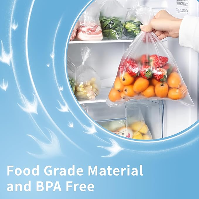 400 Count 10 x 14 Inches Clear Plastic Produce Bags Roll, Clear Grocery Bag for Bread, Fruits, Vegetable, Kitchen, 400 Bag/Roll - 1 Rolls, Total 400 Bags