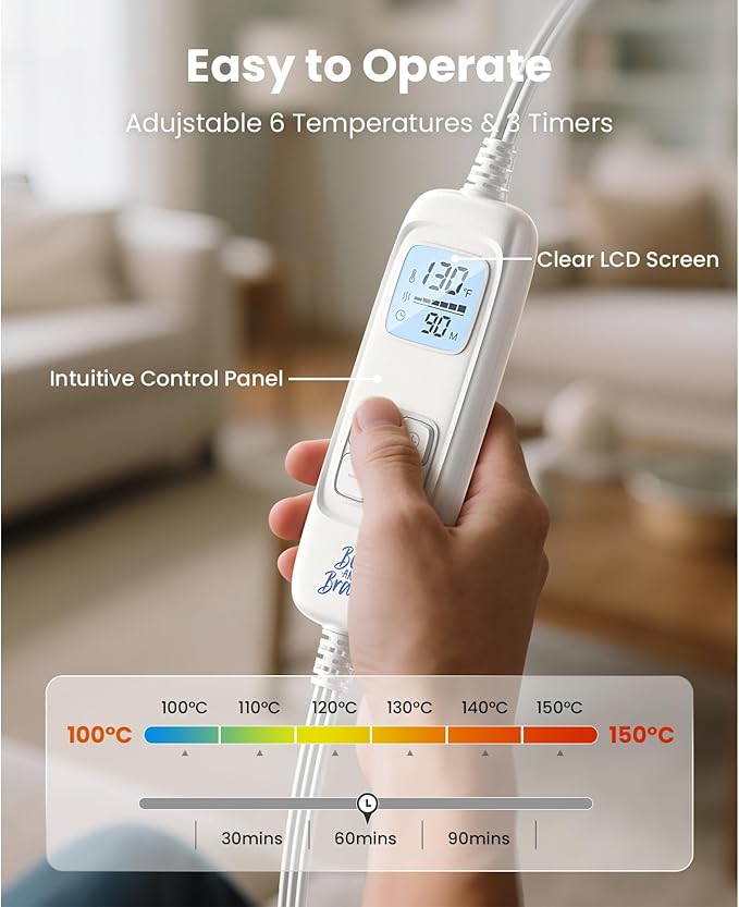 Bob and Brad Heating Pad for Back Pain Relief, FSA Eligible HSA Eligible Electric Heat Pad for Neck Shoulders & Full Body, Edge-Weighted Design, Fast Heating, ETL Certified, Gift for Women Men 24"x33"