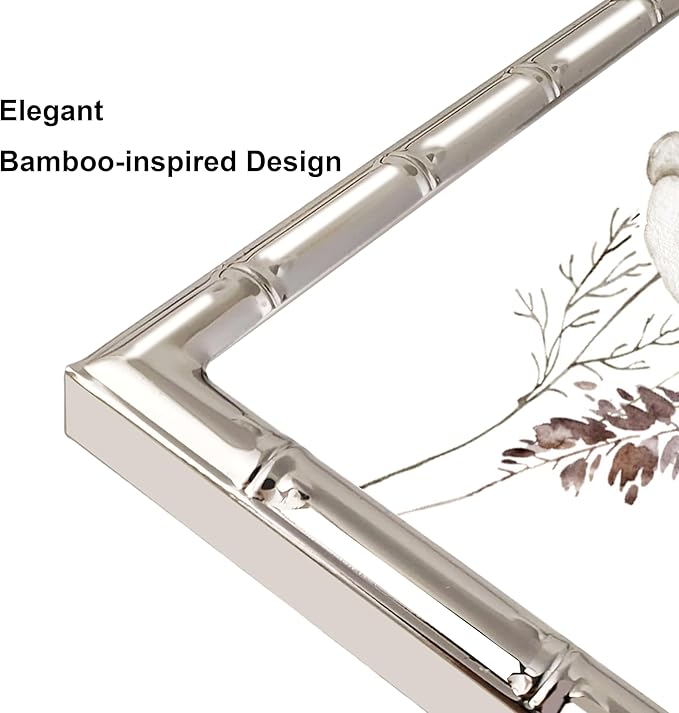 8x10 Picture Frame with Elegant Metal Bamboo Design, 8 x 10 Photo Frames with HD Real Glass, Versatile Display for Tabletop or Wall Mounting, Great for Home Decor and Gift Giving