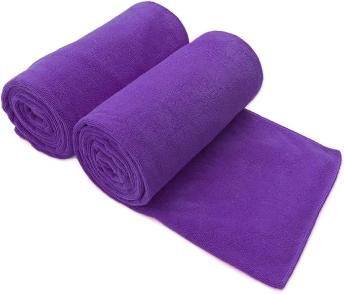 JML Microfiber Bath Towels, 2 Pack Extra Large Bathroom Towel 30" x 60", Oversized, Ultra Soft, Super Absorbent and Fast Drying, No Fading for Hair, Yoga, Gym, Violet