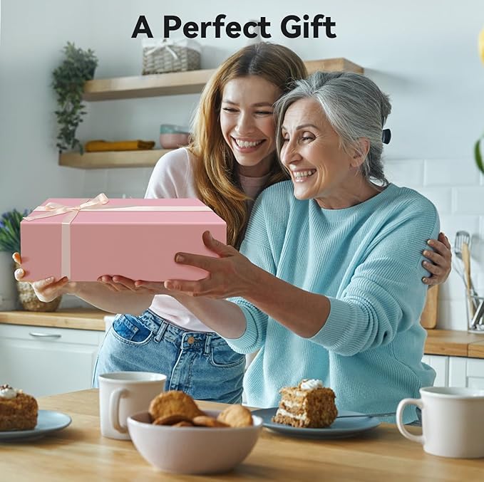 Brothersbox Pink Gift Box 13.8"x9.1"x4.3" Large Gift Boxes for Presents with Magnetic Lid, Ribbon, Collapsible Boxes for Gift Packaging Mother's Day Christmas Birthday Wedding