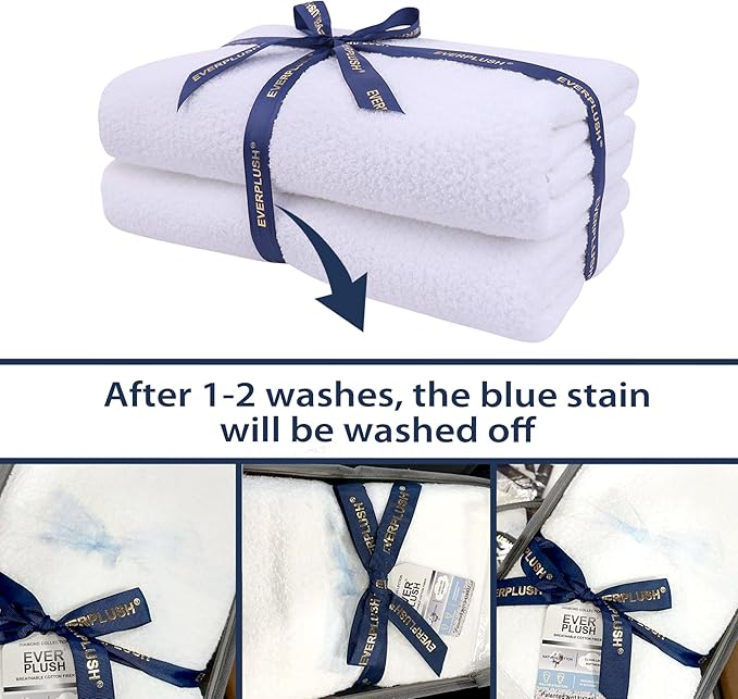 Everplush Oversized Bath Towels Sheet– 2 Pieces, Super Soft & Highly Absorbent, Quick-Drying, Generously Sized & Thick. Perfect for Bathroom, Pool, Swimming Use. (White, 35" x 66" 2PK)