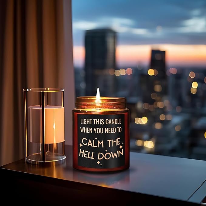 Calming Candles - Funny Relaxing Aromatherapy Candle for Her - Calm Down, Relax Gifts for Women Men - Birthday Gift for Coworker Bestie Sister Mom - Anxiety, Stress Relief Soy Candle for Home