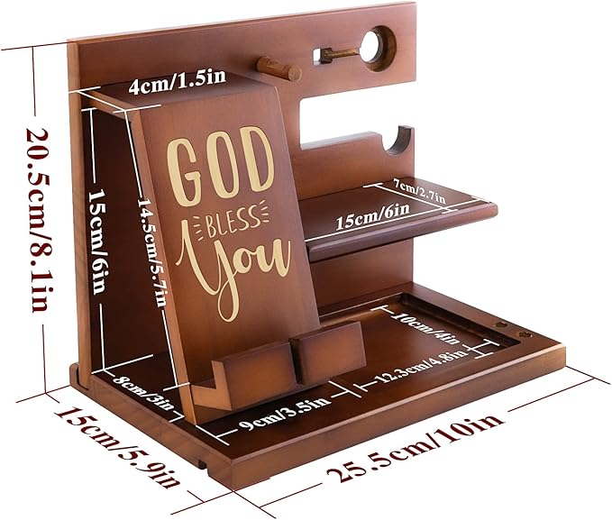 awofer Customized Wood Phone Docking Station, Personalized Bible Verse Praying Religious Gifts for Men, Multiple Styles