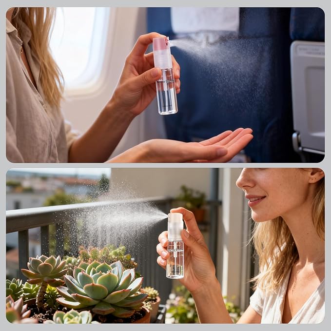 4 Pack Refillable Spray Bottle, Reversible Small Empty Spray Bottle with Fine Mist, Leak Proof - for Cleaning Solutions, Mosquito prevention, Face & Hair Mist - 4pk 0.68 OZ / 20 ML