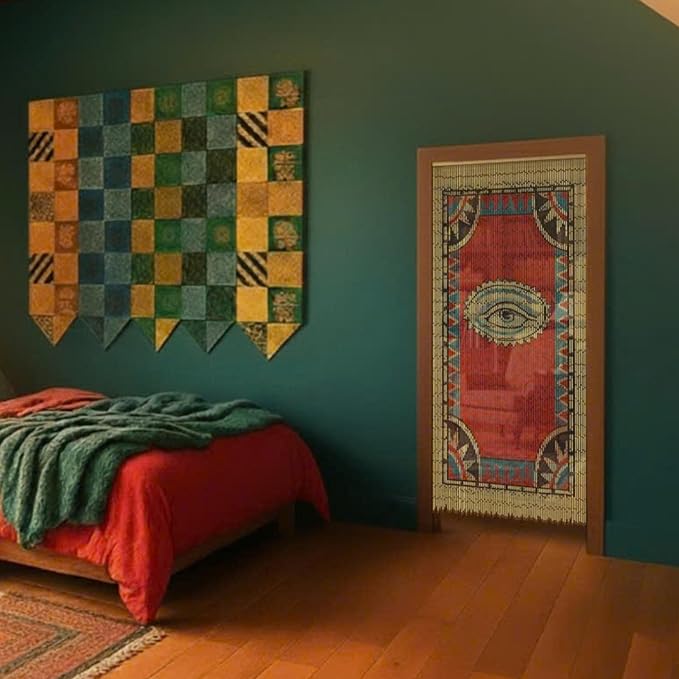 Bamboo Curtains 35.5 X 78 Inch - Eye Design Beaded Curtain Bamboo for Doorway - Mysterious Ghostly Style Curtain for Home Decor Enthusiasts