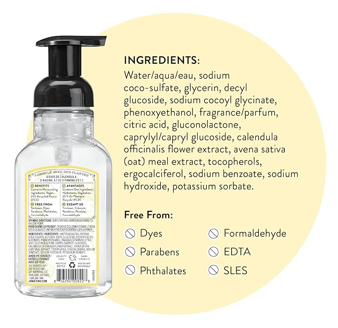 J.R. Watkins Foaming Hand Soap with Pump Dispenser, Moisturizing Foam Hand Wash, Alcohol-Free, Cruelty-Free, Lemon, 9 fl oz, 3 Pack