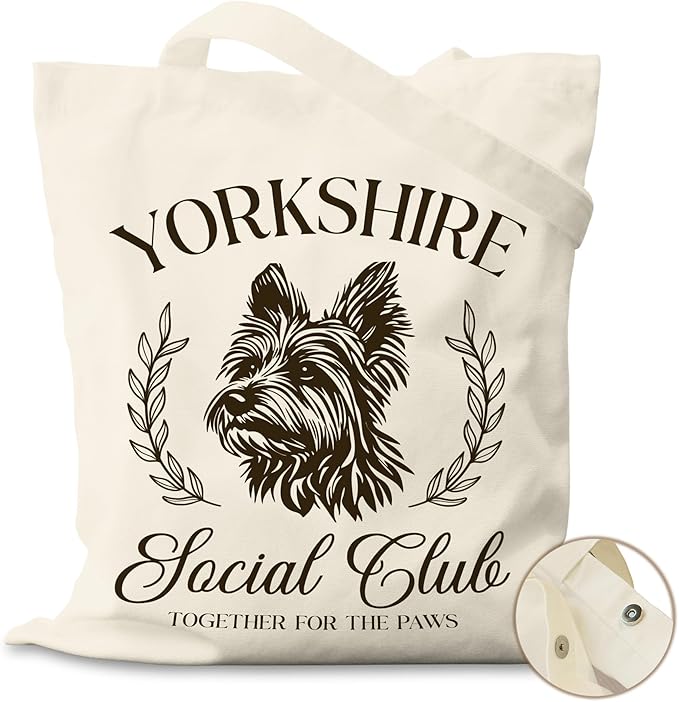Dog Social Club Canvas Tote Bag, Travel & Daily Use, 16x14 Inch