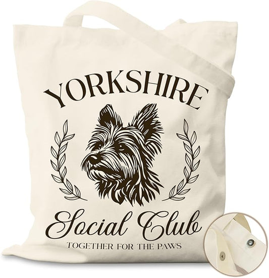 Dog Social Club Canvas Tote Bag, Travel & Daily Use, 16x14 Inch