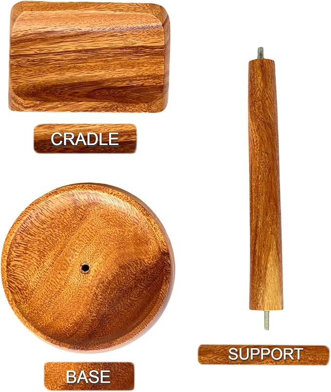 Wooden Headphone Stand with Tray – Solid Acacia Headset Holder for Desk Organization, Universal Fit for Sony, Bose, Beats, Gaming Headsets & Controllers