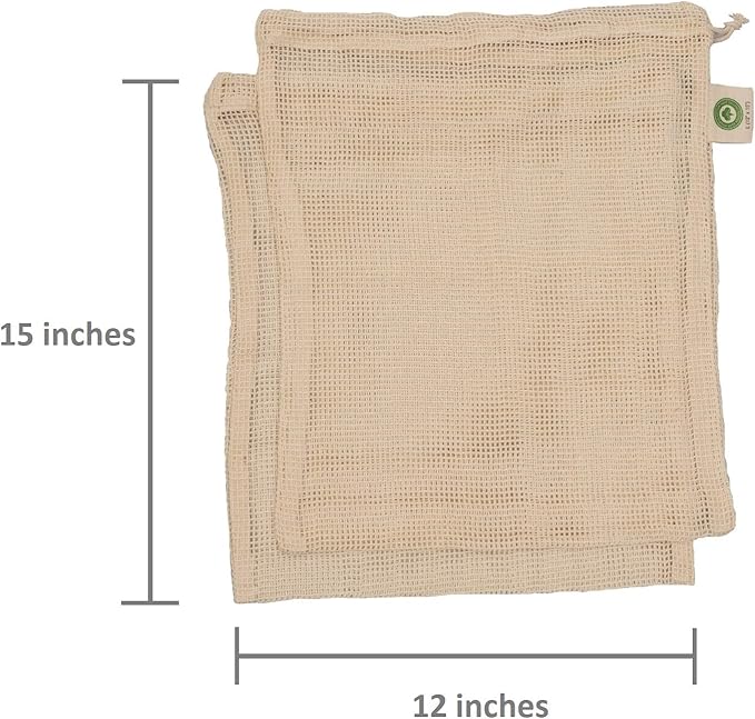 Mesh Grocery Bags - Veggie Bags Reusable - Reusable Mesh Fruit, Vegetable Bags - Eco-friendly Produce Bags - Cotton Net Bags for Produce - Reusable Bags for Produce | 6 Bags (3 XL, 3 L)