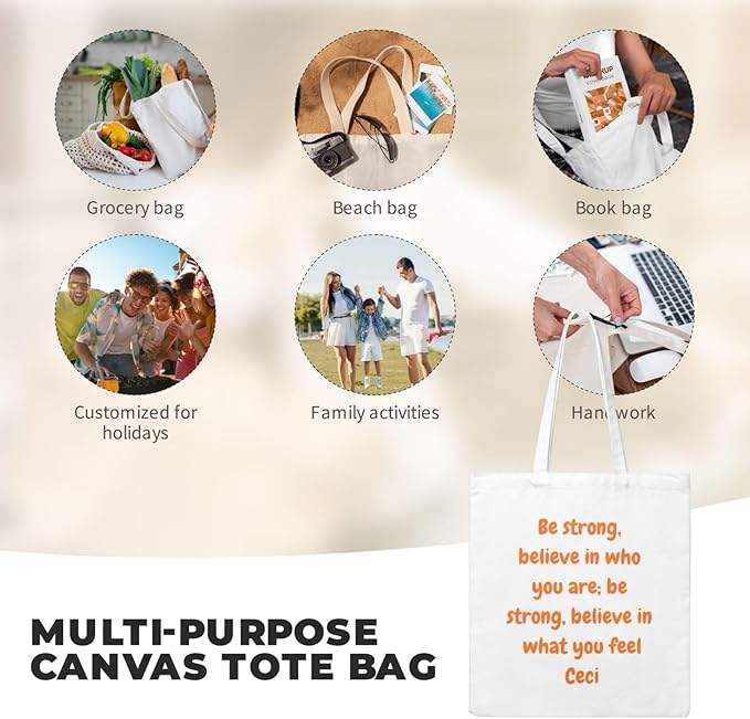 Custom Canvas Tote Bag Double-Sided Personalized with Logo/Text,Customized Bags for Women