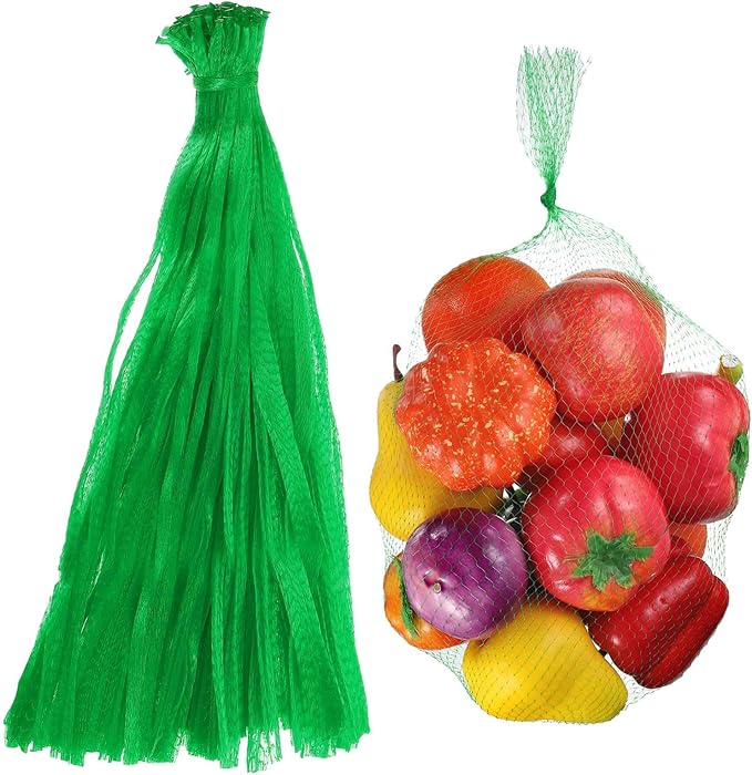 uxcell 100PCS Reusable Mesh Produce Bags, 19.7 Inches Egg Hatching Bags Washable Breathable Fruit Net Stretchable Mesh Netting Storage for Seafood Vegetable Onion Grocery Shopping, Green