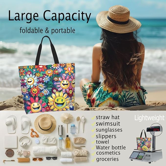 Tote Bag Shoulder Bags for Women Grocery Shopping Bag Reusable Bags Boho-Red Paisley 1