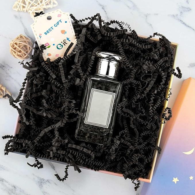 8.5oz Crinkle Paper Filler, Gift Baskets Gift Boxes Crafts Shredded Cut Paper Packaging Decorative Stuffing & Cushioning Confetti for Easter Birthday Wedding Party Favor Black