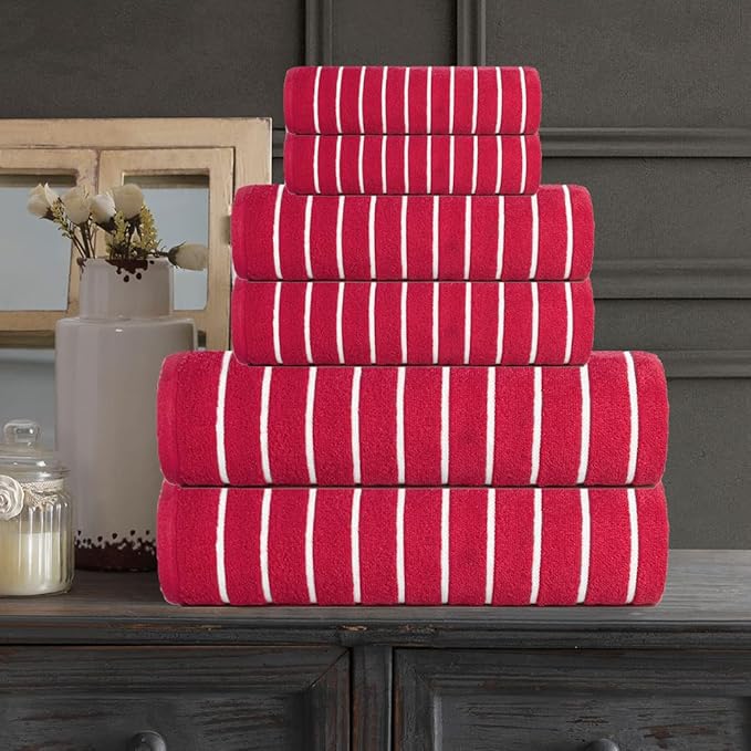 CASA COPENHAGEN Ecstatic 6 Pieces Towel Set- Pink, 600 GSM 2 Bath Towel 2 Hand Towel 2 Washcloth, Designed in Denmark Made of Soft Egyptian Cotton for Bathroom, Kitchen & Shower.