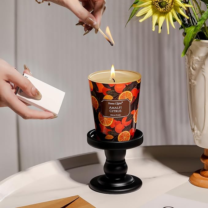 HomeLights 1-Wick Candles for Home Scented - 6.7oz Soy Wax Blend Candle Long-Lasting Fragrance, Eclectic Mixed Styles Home Decor and Housewarming Gifts, Amalfi Citrus