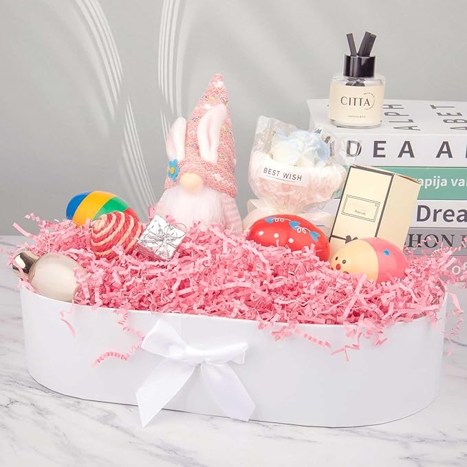 8.5oz Crinkle Paper Filler, Gift Baskets Gift Boxes Crafts Shredded Cut Paper Packaging Decorative Stuffing & Cushioning Confetti for Easter Birthday Wedding Party Favor Pink