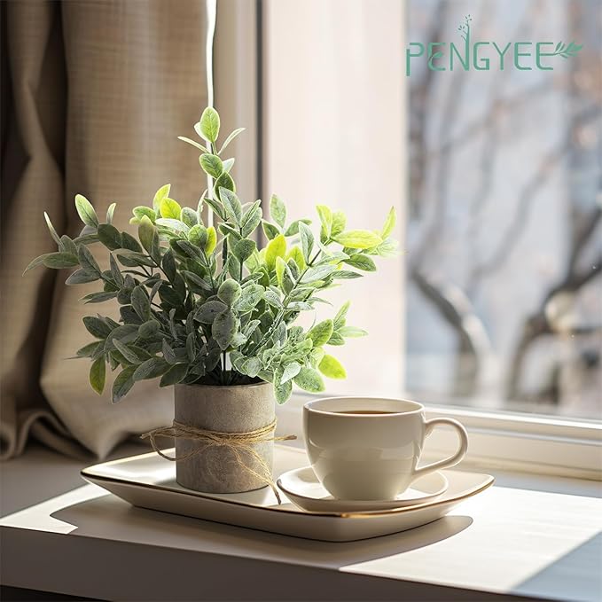 4Pcs Small Fake Plant for Home Decor, Artificial Plants Indoor for Shelf Decor, Small Artificial Plants in Pots for Kitchen Bathroom Laundry Farmhouse Room Decor