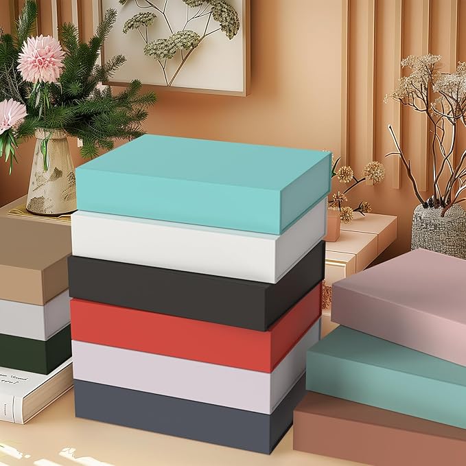 MOZRRO Gift Box 11.5 x 8.2 x 2.3 In Gift Boxes for Presents Magnetic Closure, Gift Boxes with Lids for Presents Birthday Luxury Jewelry T-shirts Gloves Scarves Books Clothes Gift Wrap - Gold