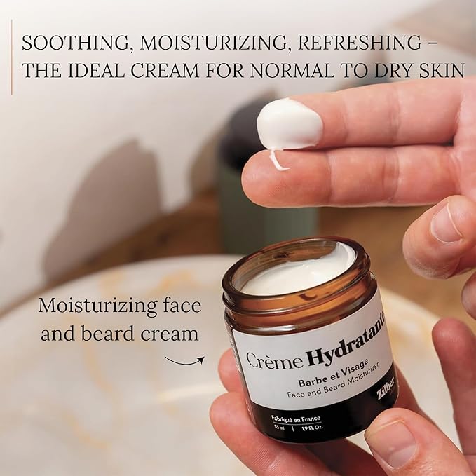 ZilberHaar - Beard Care Kit for Men - 1 Regular Beard Brush + 1 Beard Balm + 1 Moisturizing Cream + 1 Beard Bib - Stiff Boar Bristles and Beech Wood - Supplied in a Velvet Bag