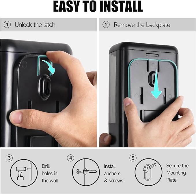 AIKE Wall Mount Liquid Soap Dispenser for Commercial Bathrooms,Offices,Restaurants 40 oz Large Capacity AK1007,Black