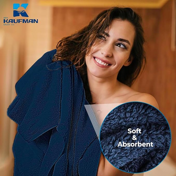 Kaufman - Personalized Terry Beach and Pool Towel 100% Cotton 30in X 60in Solid Color Bath Towel Embroidered (Nav)