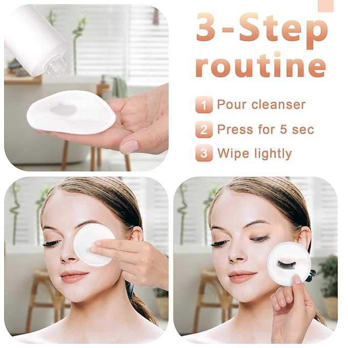 Foaincore 40 Pcs Reusable Makeup Remover Pads with Mesh Laundry Bag Washable Bamboo Cotton Rounds Soft Reusable Face Pad for Toner Skin Types with Bamboo Holder (Black White)