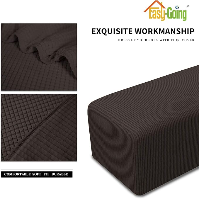 Easy-Going Stretch Ottoman Cover Folding Storage Stool Furniture Protector Soft Rectangle slipcover with Elastic Bottom(Ottoman X-Large,Chocolate)