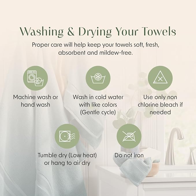 Springtree Home Luxury Bamboo Rayon Bath Towel Set of 4 | 35% Bamboo Rayon - 65% Cotton | Absorbent Quick-Dry Towels for Bathroom | Oeko-TEX Standard 100 Cotton | Aegean