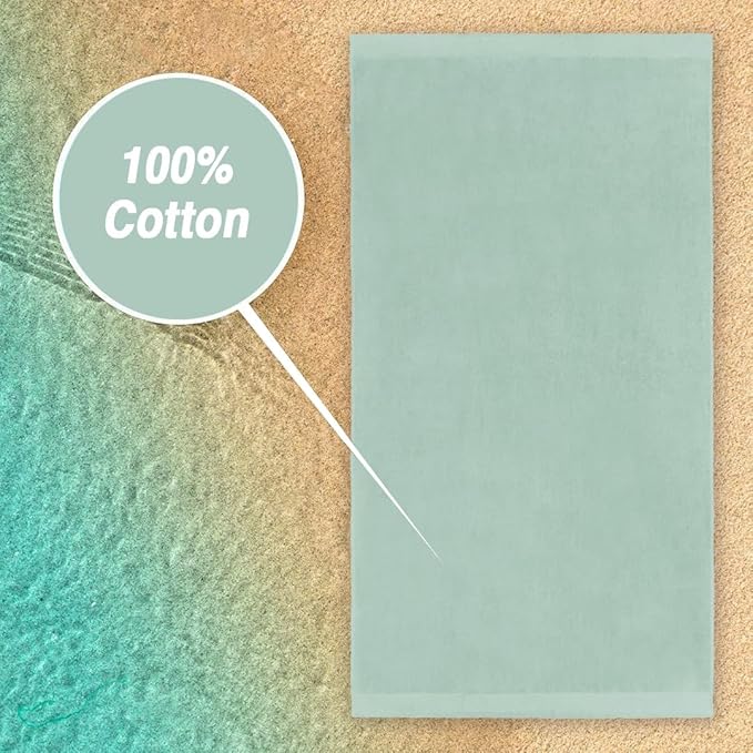 Kaufman - Personalized Velour Beach and Pool Towel 100% Cotton 30in X 60in Solid Color Bath Towel Embroidered (Seafoam)