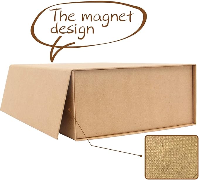 Rsgift Foldable Gift Box with Lid, 11x7.8x3.5 Inches, Magnetic Closure for Men - Wedding, Birthday, Graduation Packaging