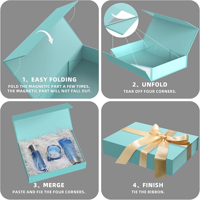 MOZRRO Gift Box 11.5 x 8.2 x 2.3 In Gift Boxes for Presents Magnetic Closure, Gift Boxes with Lids for Presents Birthday Luxury Jewelry T-shirts Gloves Scarves Books Clothes Gift Wrap - TF
