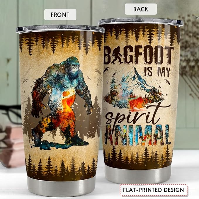 SANDJEST Bigfoot Tumbler Cup 20oz Sasquatch Gifts for Men Stainless Steel Insulated Tumblers Coffee Travel Mug Gift for Birthday Christmas