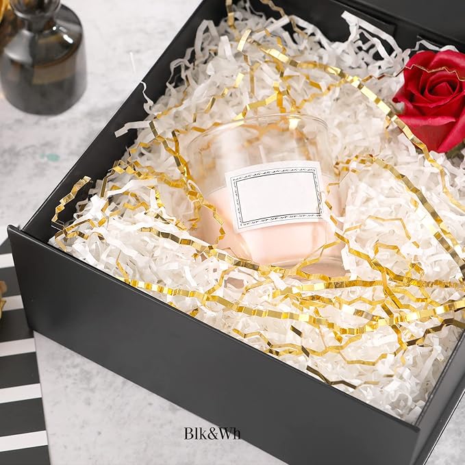 BLK&WH 6 Collapsible Groomsman Gift Boxes with Magnetic Lids, 7.5x7.5x3 Inches (Matte Black)