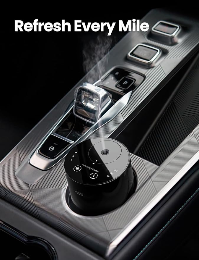 Waterless Essential Oil Diffuser, Portable Aromatherapy Diffuser with 20mL Capacity, Battery Operated Mini Scent Diffuser,3 Mist Levels & Timers, Leak-Free, for Home, Car, Office (Black 2 Pack)