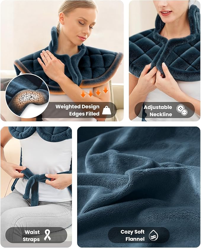 Bob and Brad Heating Pad for Back Pain Relief, FSA Eligible HSA Eligible Electric Heat Pad for Neck Shoulders & Full Body, Edge-Weighted Design, Fast Heating, ETL Certified, Gift for Women Men 24"x33"