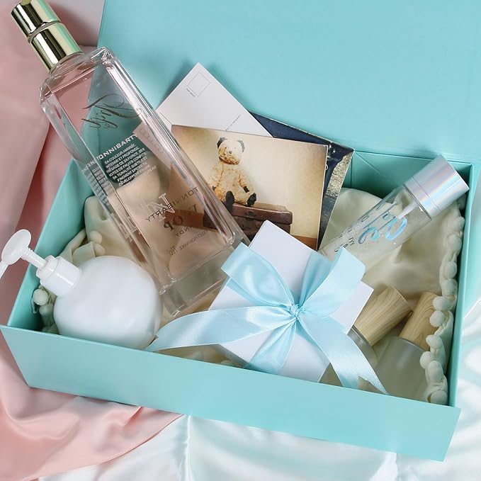 Aimyoo Blue Magnetic Gift Boxes with Lids 13.8x9x4.3 in, Large Bridesmaid Groomsman Proposal Box, Rectangle Collapsible Box for Present Graduation Birthday Storage 5 Pack